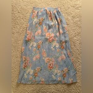 Zara Floral Peach and Blue Maxi Skirt